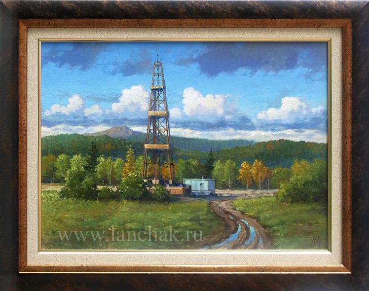 Буровая установка, картина маслом