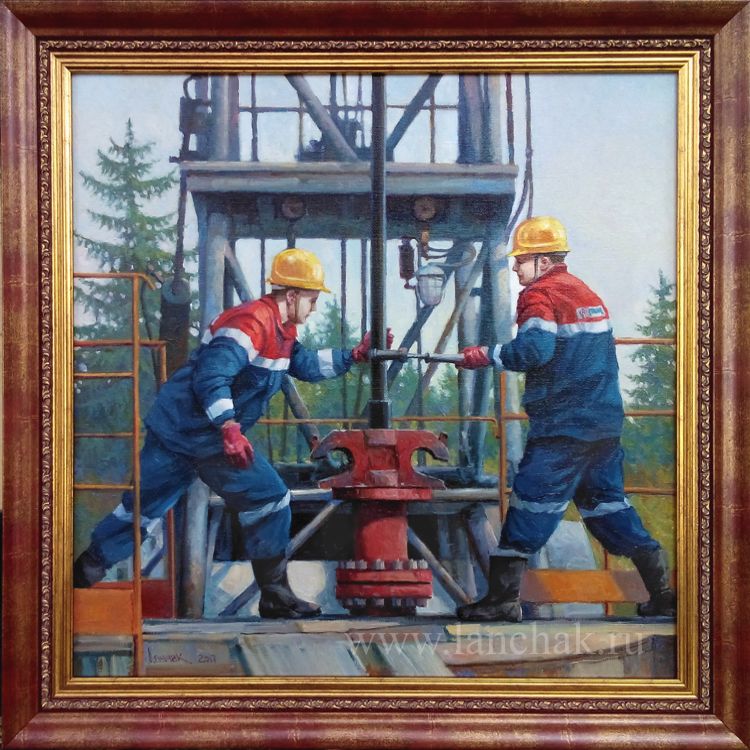 Нефтяники за работой, картина маслом