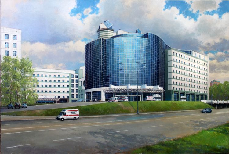 Москва, улица Лобачевского, картина маслом