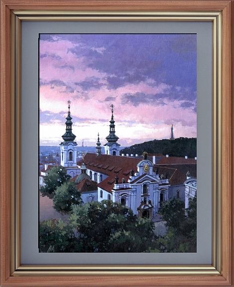 Вечерний вид чешской столицы, картина маслом