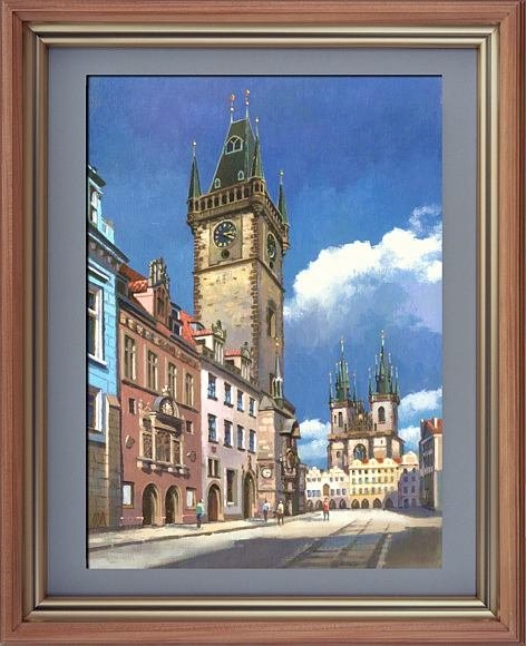 Староместская площадь в центре Праги, картина маслом