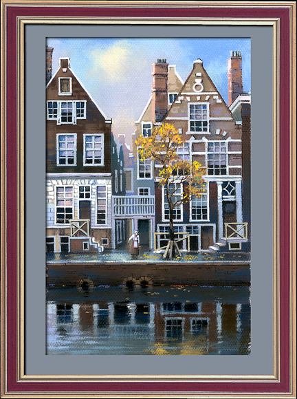 Вид Амстердама. Картина маслом на холсте