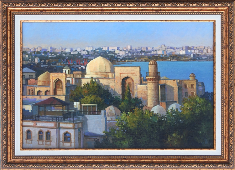 Баку, вид на старый город. Масло на холсте. Картина художника Максима Ланчака