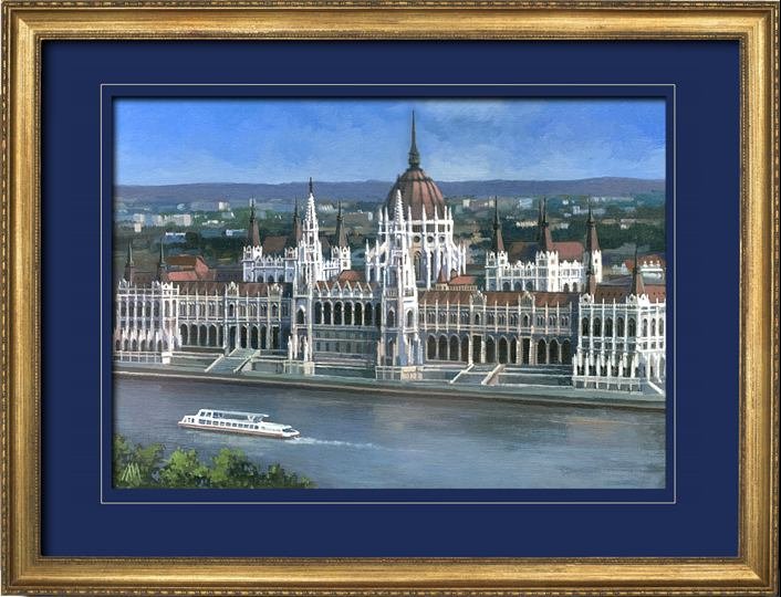 Вид Будапешта, картина маслом