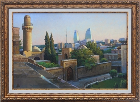 Ичери Шехер, старый Баку. Картина маслом на холсте